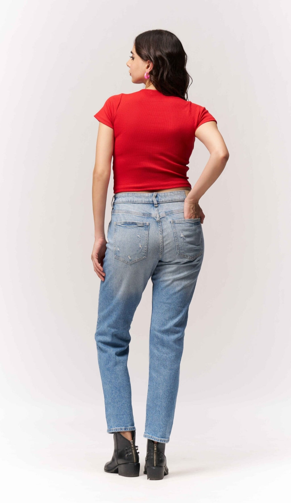 Vlantix Women Red Ribbed Asymmetric Cut-Out Crop Top
