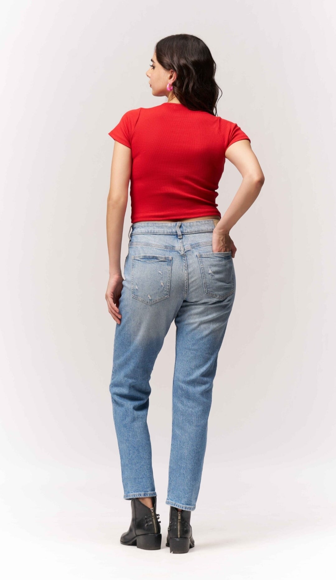 Vlantix Women Red Ribbed Asymmetric Cut-Out Crop Top