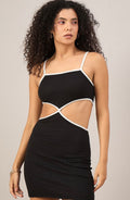 Vlantix Women Black Contrast Trim Cut-Out Bodycon Mini Dress