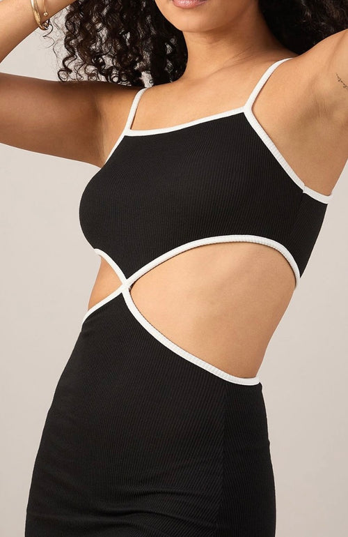 Vlantix Women Black Contrast Trim Cut-Out Bodycon Mini Dress