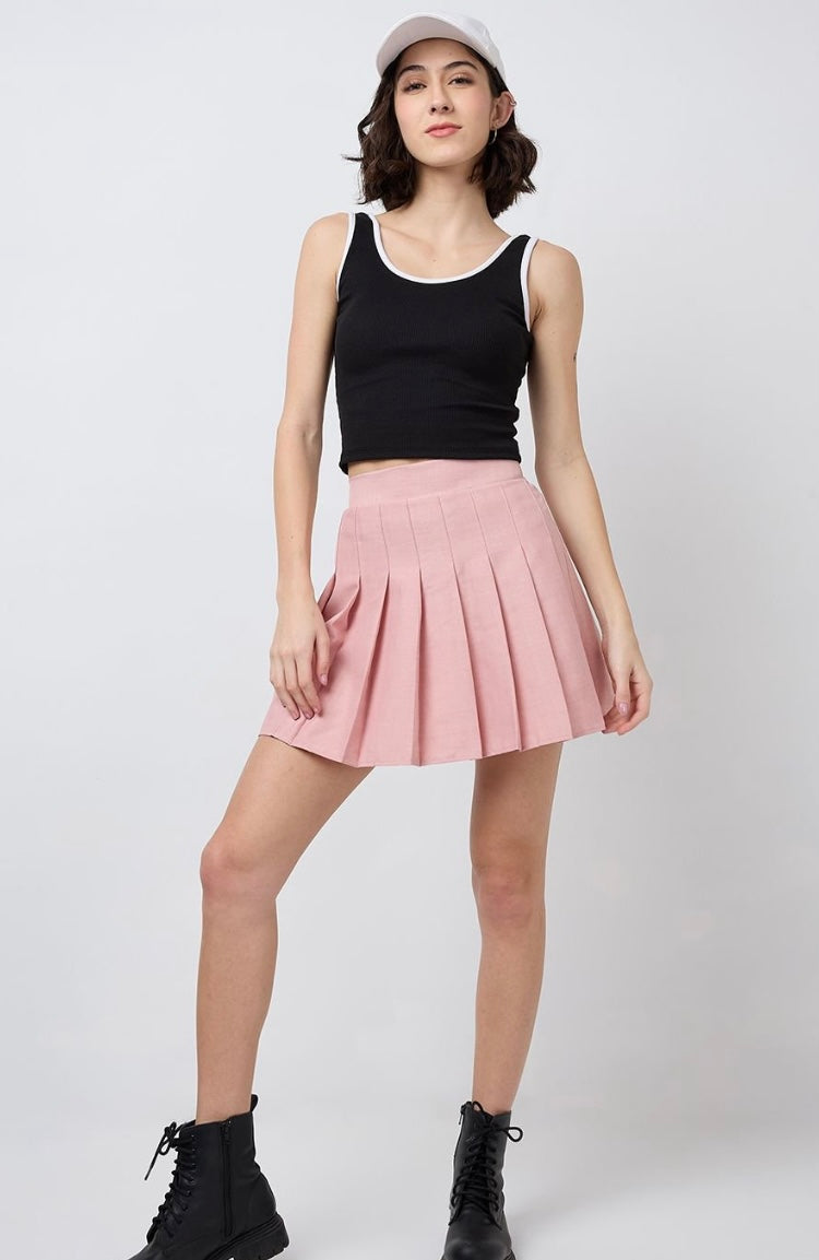 Vlantix Women Black Ribbed Contrast Binding Crop Tank Top
