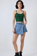 Vlantix Women Dark Green Ribbed Cami Crop Top